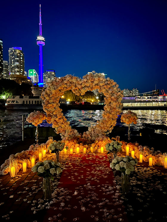 Will You Marry Me Floral Heart Arch - Toronto Proposal Package