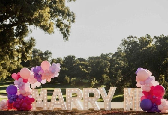 "Marry Me" Marquee Letters and Balloon Arch - Toronto Proposal Company - Surprise Proposal in Toronto & GTA